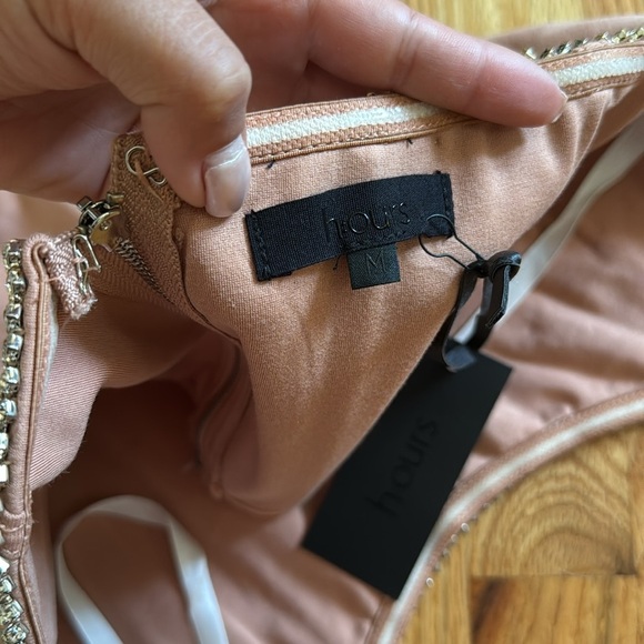 Revolve h:ours Sandy Nude Rhinestone Bustier Top SMALL Corset Coquette Crop - Picture 8 of 9